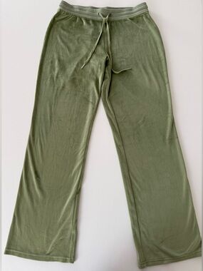 Juicy Couture Velour Pants Sage Green Rhinestone Logo Y2K Lounge  u